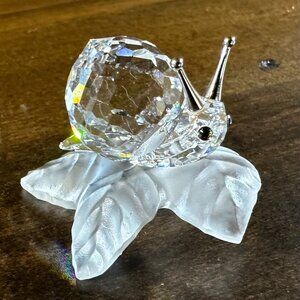 RETIRED Swarovski Crystal Figure w/Box - Snail on Leaf 1 3/4" - 7615 000 005